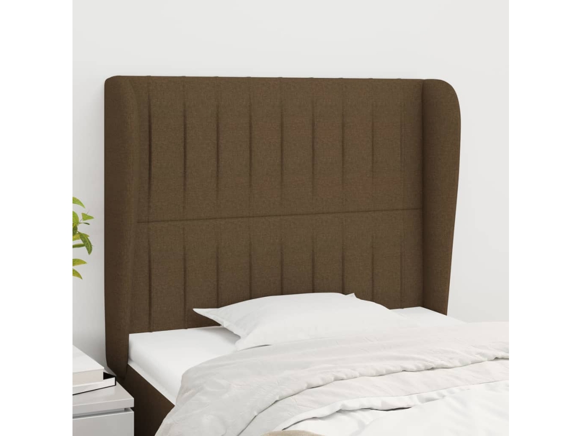 Cabeceira Cama C/ Abas Tecido 93x23x118/128 Cm Castanho-escuro