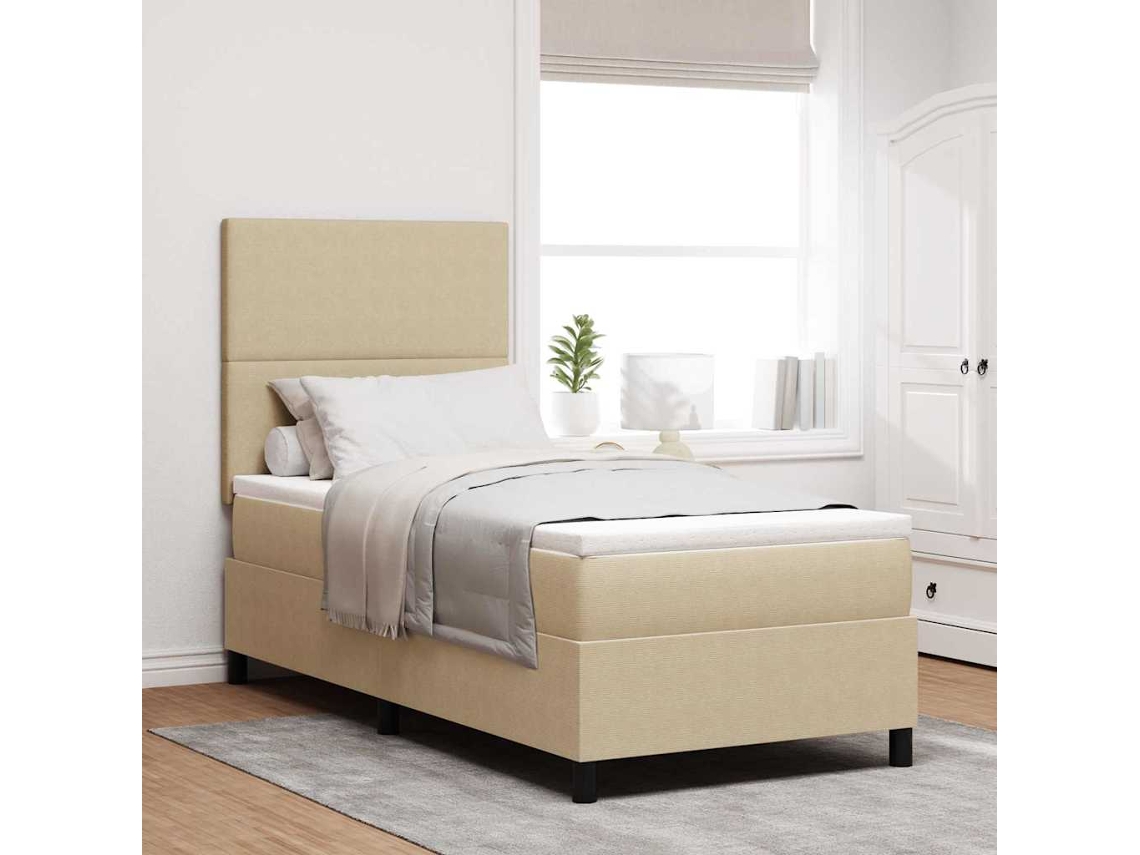 Vidaxl Cama Box com Cabeceira Cinza Claro e Branco 100 X 200 Cm