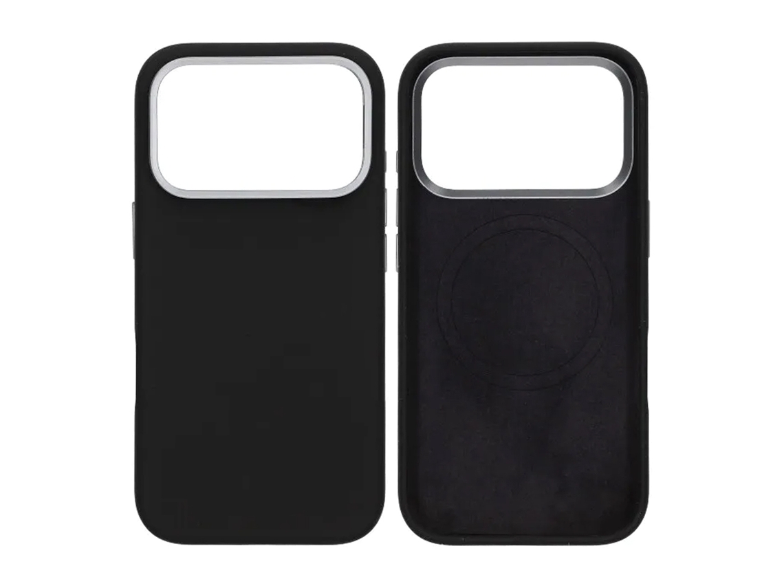 Capa De Silicone Para Celular Com Magsafe E Suporte Para Iphone 17 Pro Max - Preta