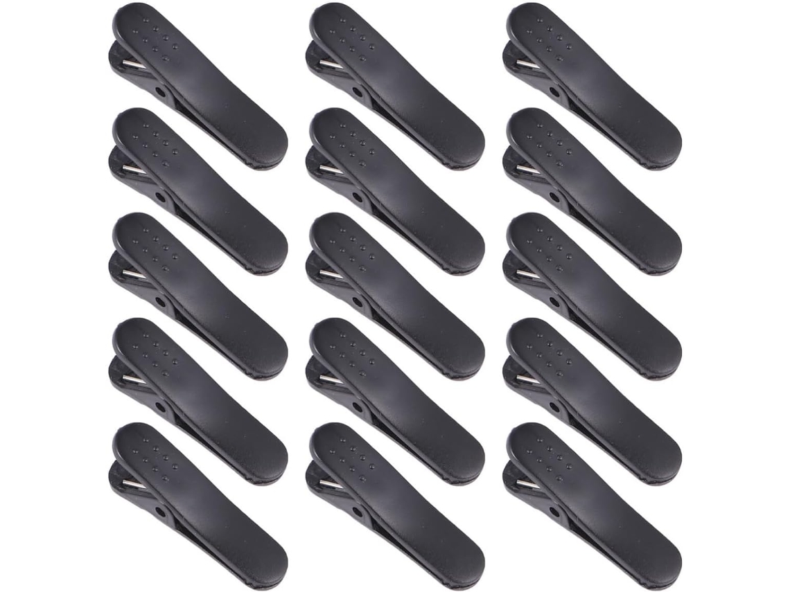 Clipe De Roupa Resistente Para Cabo De Fone De Ouvido, Plástico Preto, Pacote Com 100 Unidades