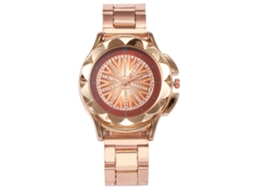 Relógio de Pulso Feminino Vansvar Quartzo com Strass Mostrador Redondo Marrom