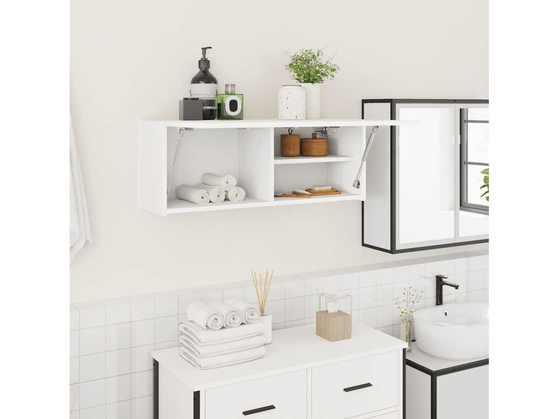 Vidaxl Armário Parede P/ Casa Banho 80x25x30 Cm Deriv. Madeira Branco