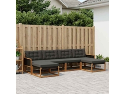 Vidaxl Conjunto De Sofás Para Exterior 6 Unid. Natural E Preto