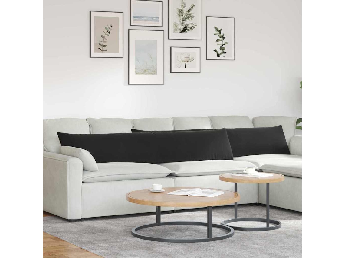 Vidaxl Travesseiros De Sofá 2 Pcs Preto 200 X 40 Cm