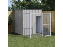 Vidaxl Casota Com Parque Aço Galvanizado Cinzento-claro