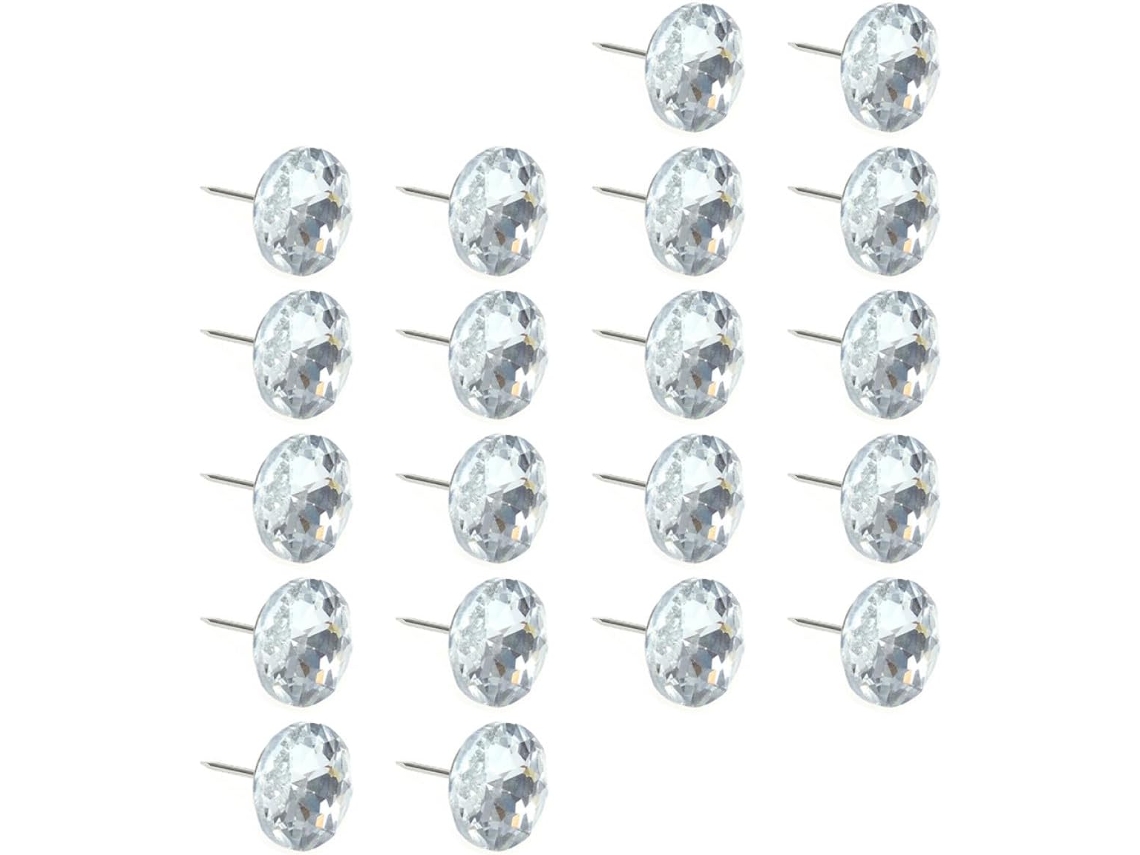Besportble Pacote com 100 Botões Decorativos de Cristal Prateado 16 Mm para Estofamento, Unidades, Ideais Móve