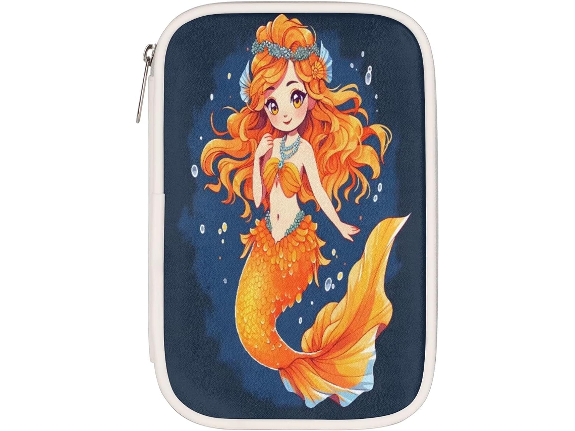 Estojo Lápis Com Tema De Sereia, Design De Sereia Nadando, Bolsa Compartimentada Guardar Pincéis De Maquiagem