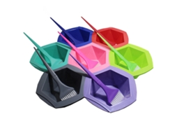 Kit 7pcs De Tigelas Para Coloração Capilar, Profissional, Para Mistura De Tintas, Com 7 Pincéis