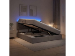 Vidaxl Cama De Armazenamento Led Com Colchão Cinzento-acastanhado
