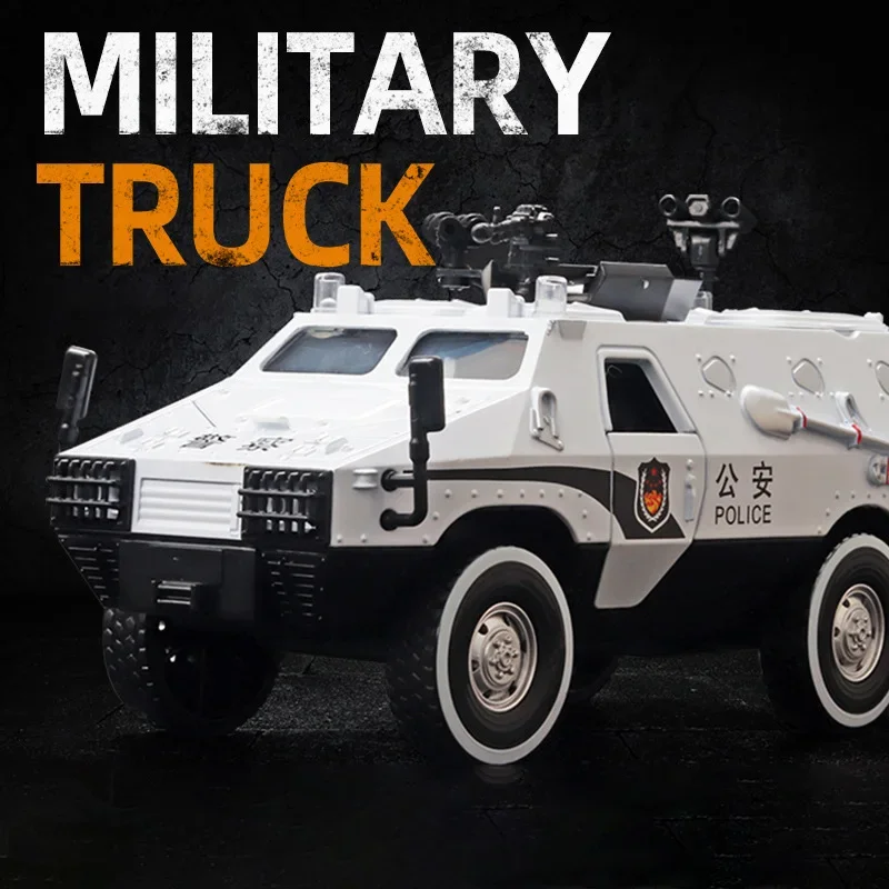 (branco) Escala 1:24 - Modelo De Veículo Blindado De Controle De Distúrbios - Brinquedo - Modelo Em Metal E Aço
