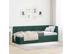 Vidaxl Estrutura De Cama De Canto Verde Escuro 80 Cm X 200 Cm Veludo