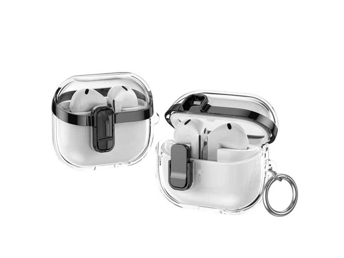 Capa Protetora Halinuia Transparente Galvanizada Modelo Bg3 (compatível Galaxy Buds3/3 Pro, Trava De Segurança)