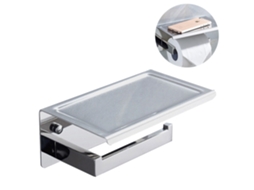 Suporte Para Papel Higiênico Quadrado Em Aço Inoxidável Com Prateleira, Acabamento Níquel Escovado, Moderno E À Prova De Ferrugem Com Porta Celular