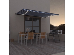 Vidaxl Toldo Automático Led E Sensor De Vento 500x300 Cm Azul E Branco
