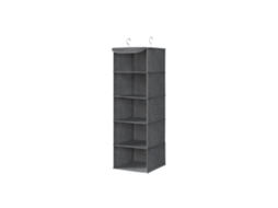 Pack De 2 Organizadores Colgantes Armario 5 Niveles Refuerzo Bambú 30x30x90 Cm - Gris
