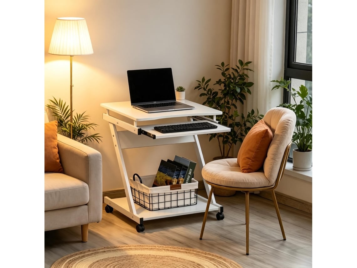 Mesa De Computador Móvel Elegante, Para Escritório.