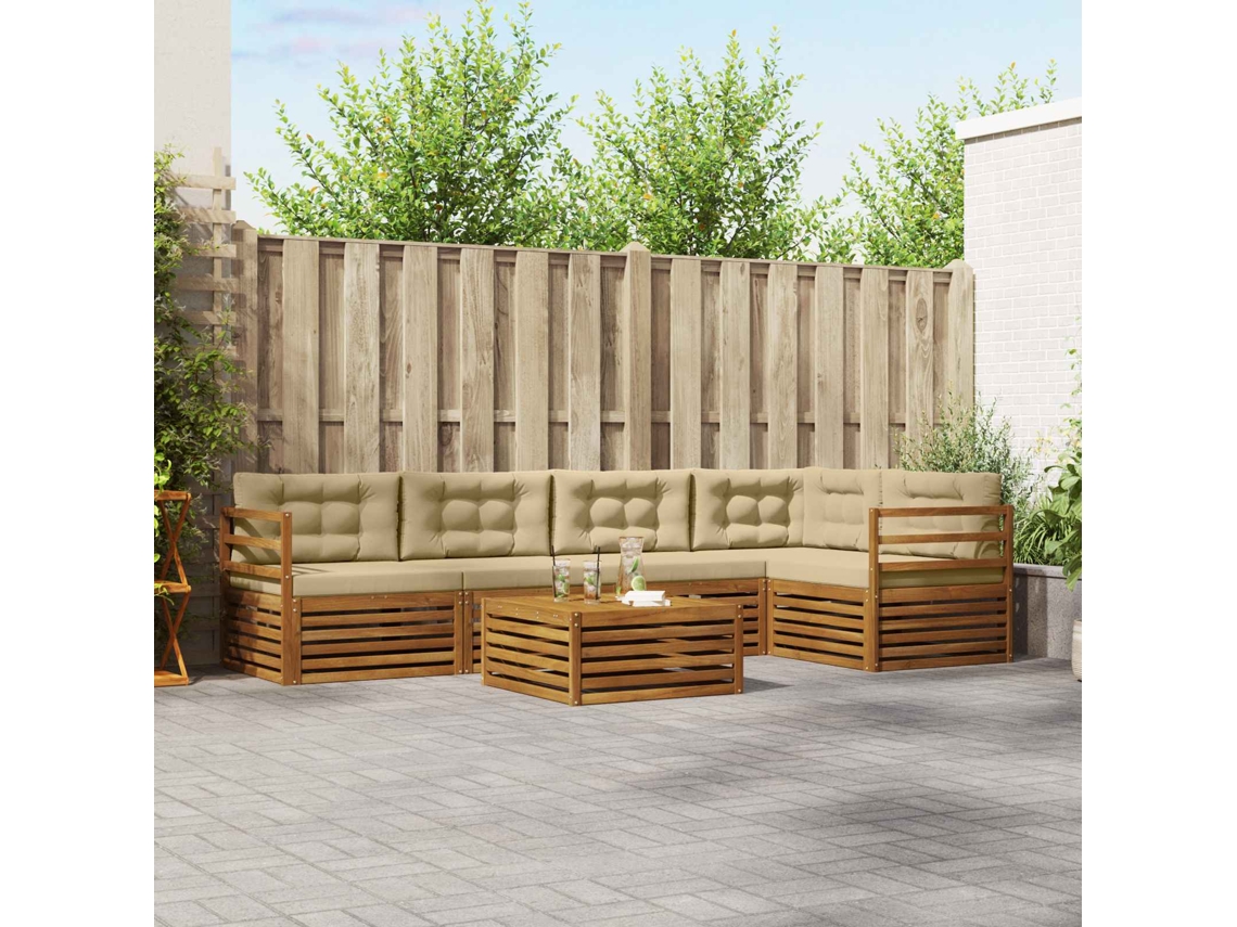 Vidaxl Conjunto De Sofás Para Exterior 6 Pcs Natural E Bege
