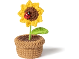 Girassóis Em Vaso De Tricô, Pequenas Flores Artificiais Feitas À Mão Em Tricô, Presentes Para Casa E Escritório, Decoração Para Mesa (1 Unidade)