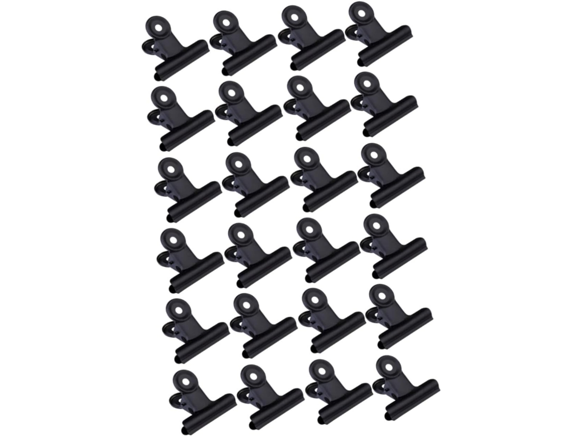 Conjunto Magiclulu com 60 clipes de metal para documentos, ideais para mesa e casa, resistentes e práticos.