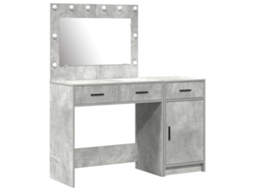 Conjunto 2 De Mesa De Maquilhagem De Vidaxl Cinza Concreto Com Led Em Madeira De Engenharia