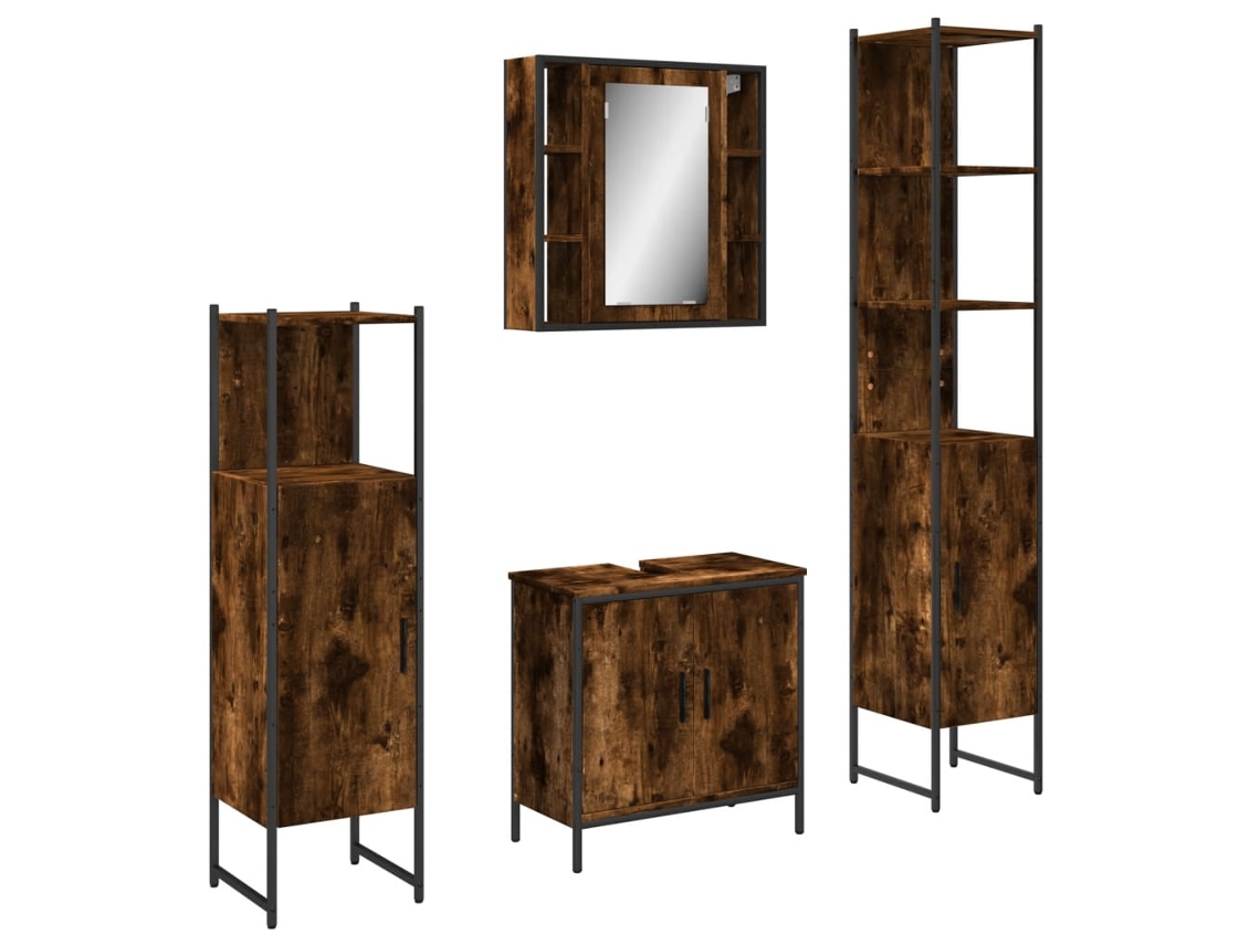 Bathroom Cabinet Set, Bathroom Cabinet Sets Vidaxl Marrom Madeira Processada (n/a)