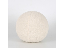 Almofada Redonda De Lã De Pelúcia Nórdica Em Forma De Bola, Cor Sólida, Almofada Macia Para Sofá, Escritório, Descanso De Cintura, Branca