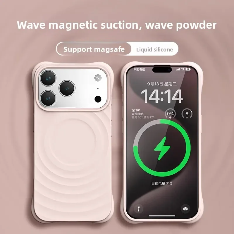 (rosa Empoeirado, Iphone 13) Capa Para Celular, Compatível Com Magsafe, Silicone Líquido, Resistente A Riscos