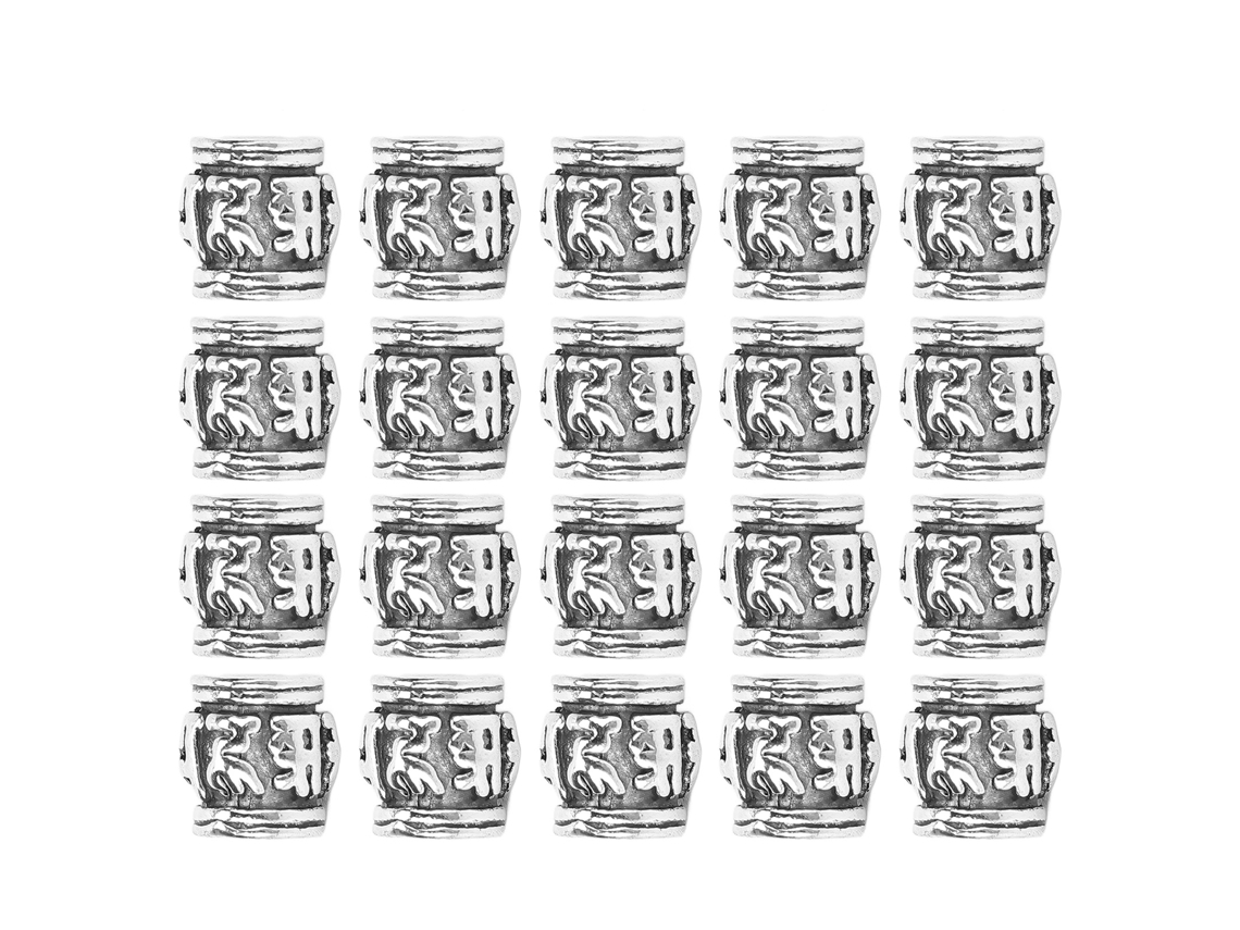 2026 20pcs Perlas de Aleación Plata para Diy de Barba Y Trenzas de Rastafari Pelo