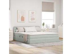 Vidaxl Cama Com Armazenamento Cinzento-claro 160 X 200 Cm Veludo