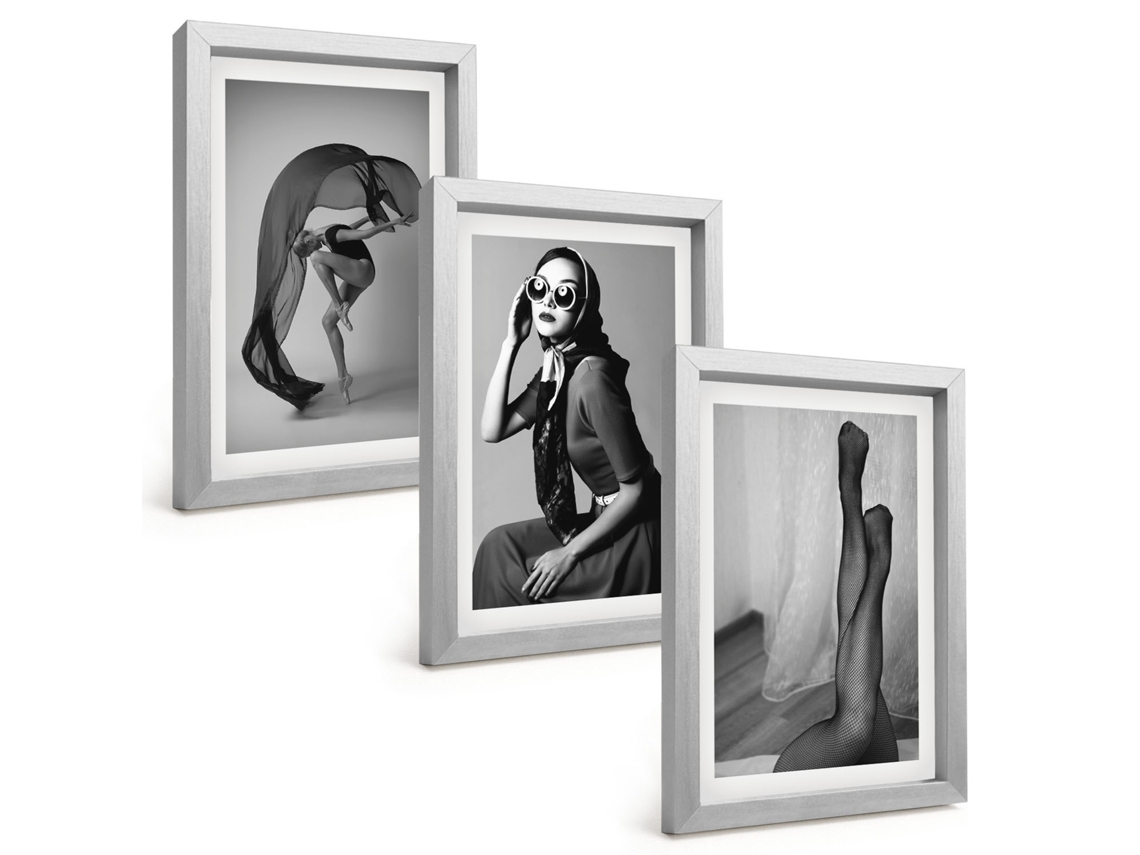 Galeria De Pinturas Muraisretratos De Mulheres Em Preto E Branco Moldura Prateada Pinturas De Quarto Espelharte (3 Peças 20x30 Cm)