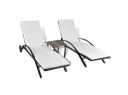 Maison Exclusive - Espreguiçadeiras Com Mesa Vime Pe Castanho