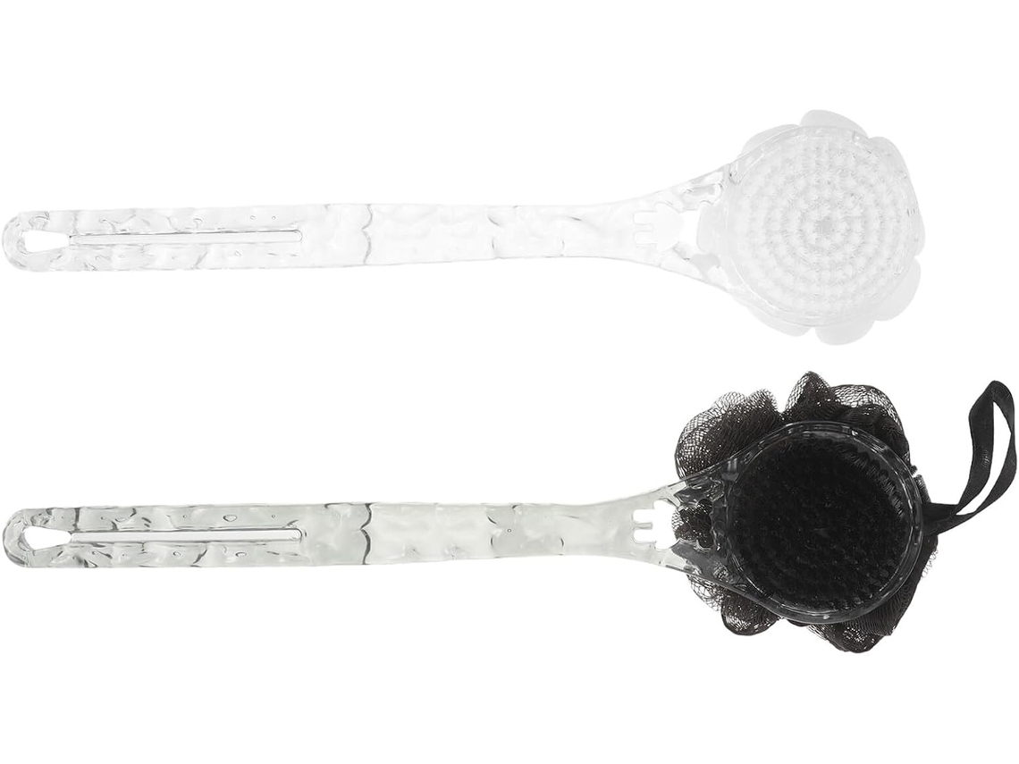 Lurelia Kit De 2 Buchas Vegetais De Banho De Cuidado Corporal, Dupla Face, Pega Ergonómica E Cor Preto E Branco