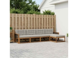 Vidaxl Conjunto De Sofás Para Exterior 5 Unid. Natural E Cinza Claro