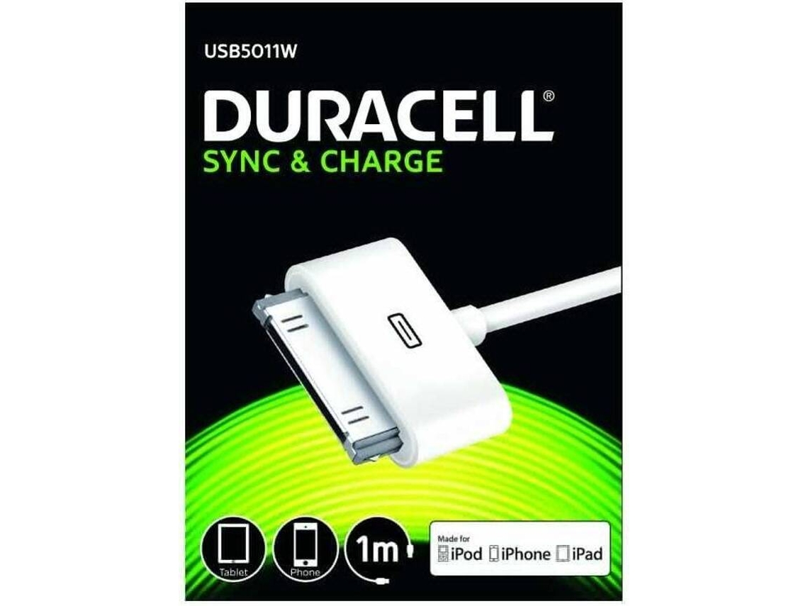 Cabo DURACELL USB5011W (USB - 30 Pinos - 1m - Branco)