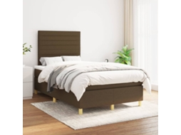 Vidaxl Cama Com Molas/colchão 120x200 Cm Tecido Castanho-escuro