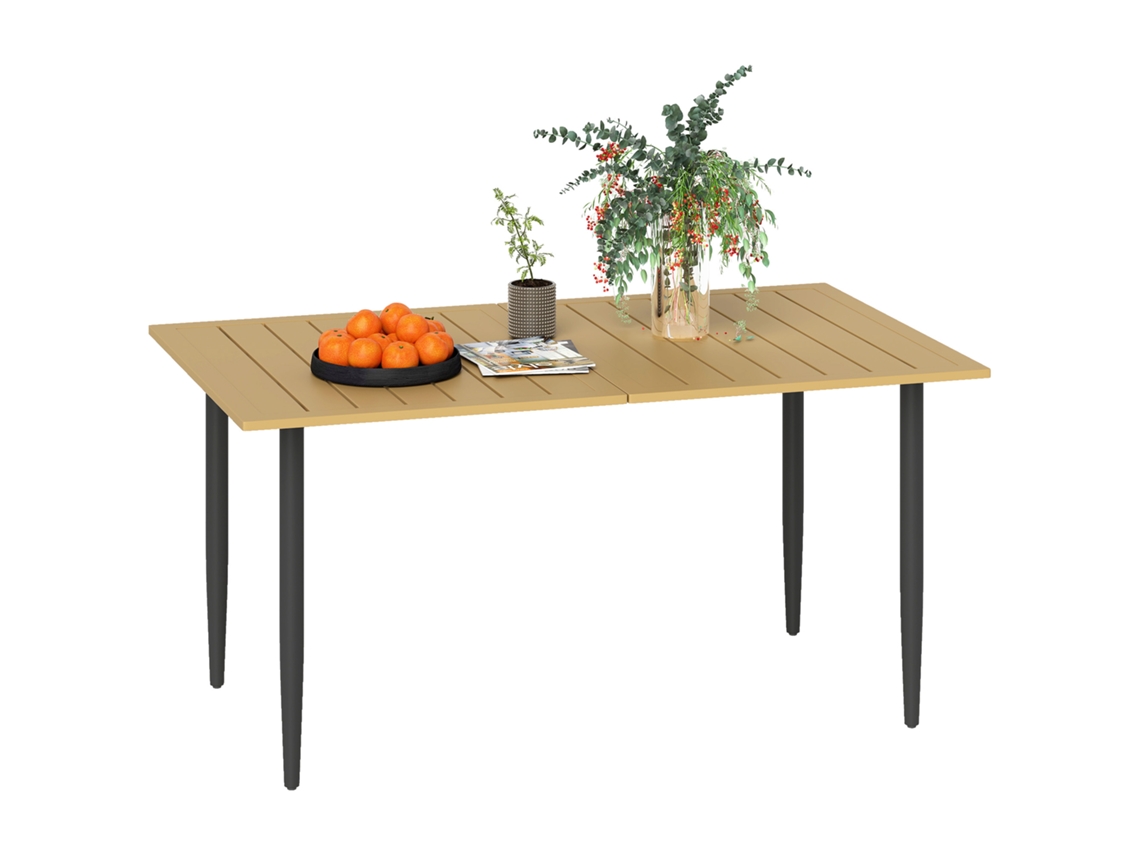 Mesa De Jardim Marrom 150x90 Cm Impermeável, Com Buraco Para Guarda-sol