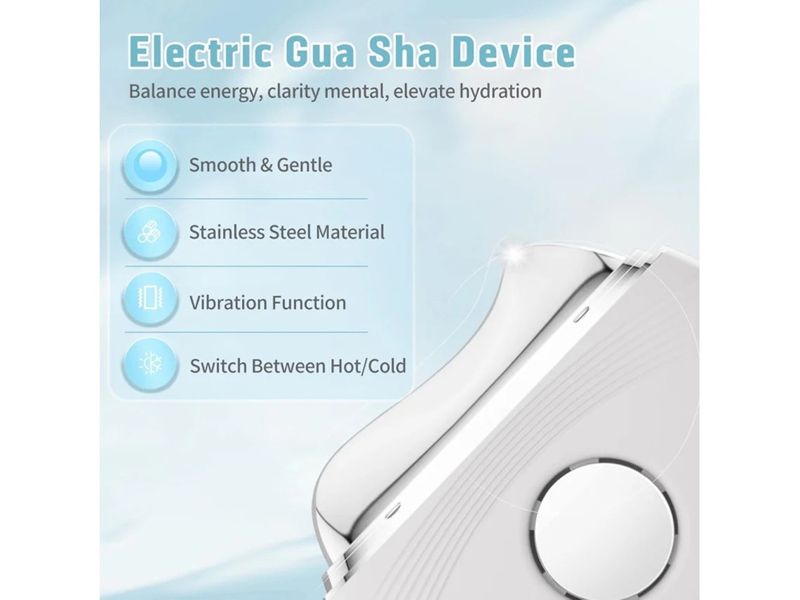 Instrumento Led Gua Sha Ferramenta Facial Elétrica Gua Sha Com Função De Vibração Quente E Fria Para Antienvelhecimento E Inchaço Branco Bestvite