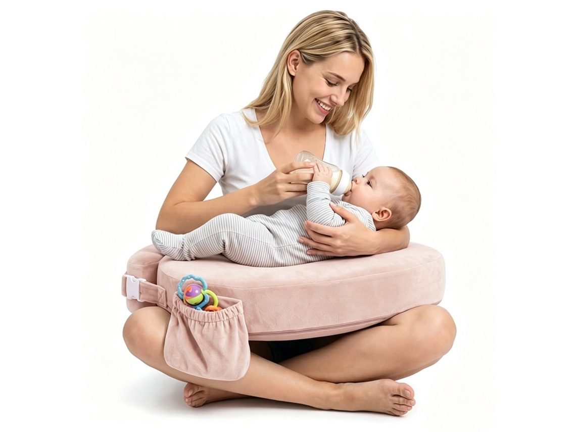 Babete Impermeável Para Bebé Com Bolso Frontal, Rosa Para Refeições E Introdução Alimentar Elysve