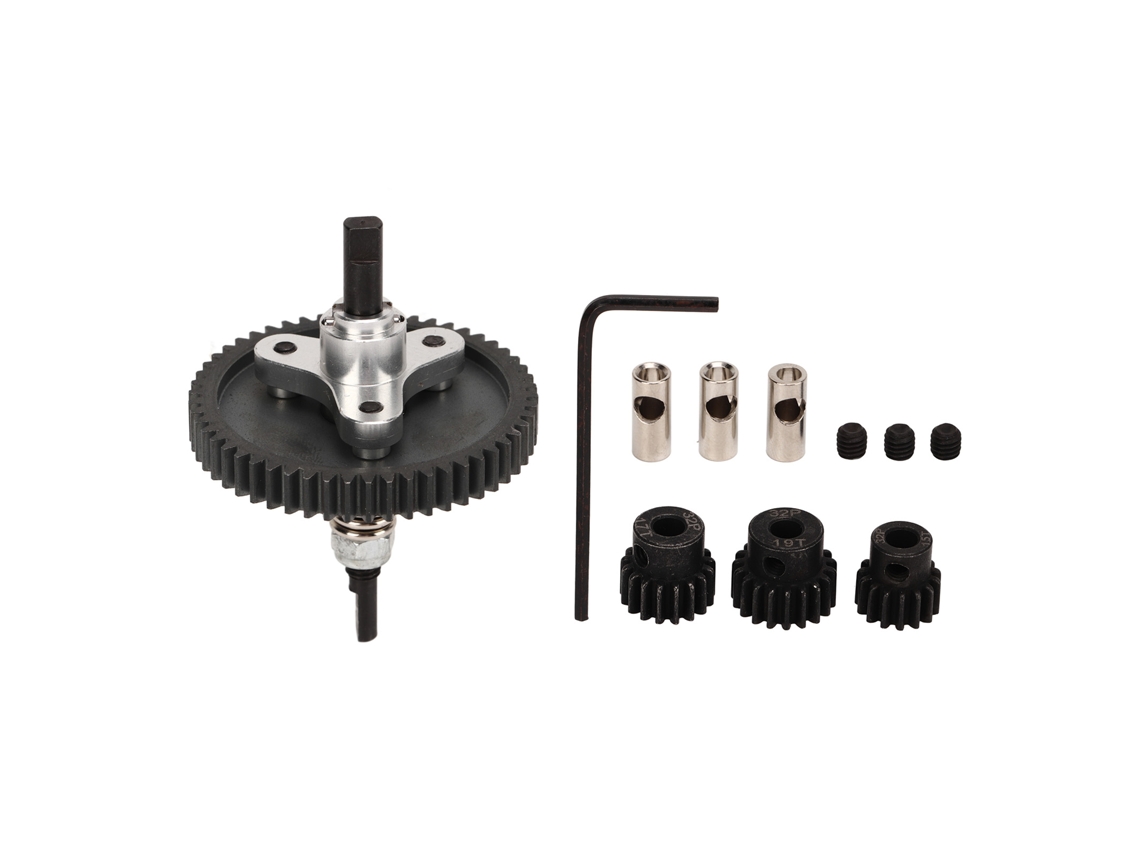 Conjunto de engrenagens diferenciais RC 54T, pinhão de 15T, 17T e 19T para Traxxas Slash, cor prata (substituição).