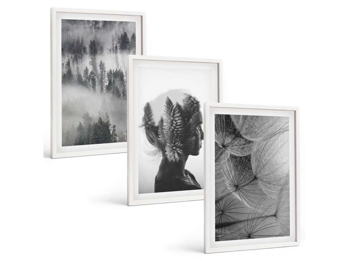 Conjunto De Pinturas Floresta, Neblina, Retrato, Árvores, Dente-de-leão Espelharte (3 Peças 40x60 Cm)
