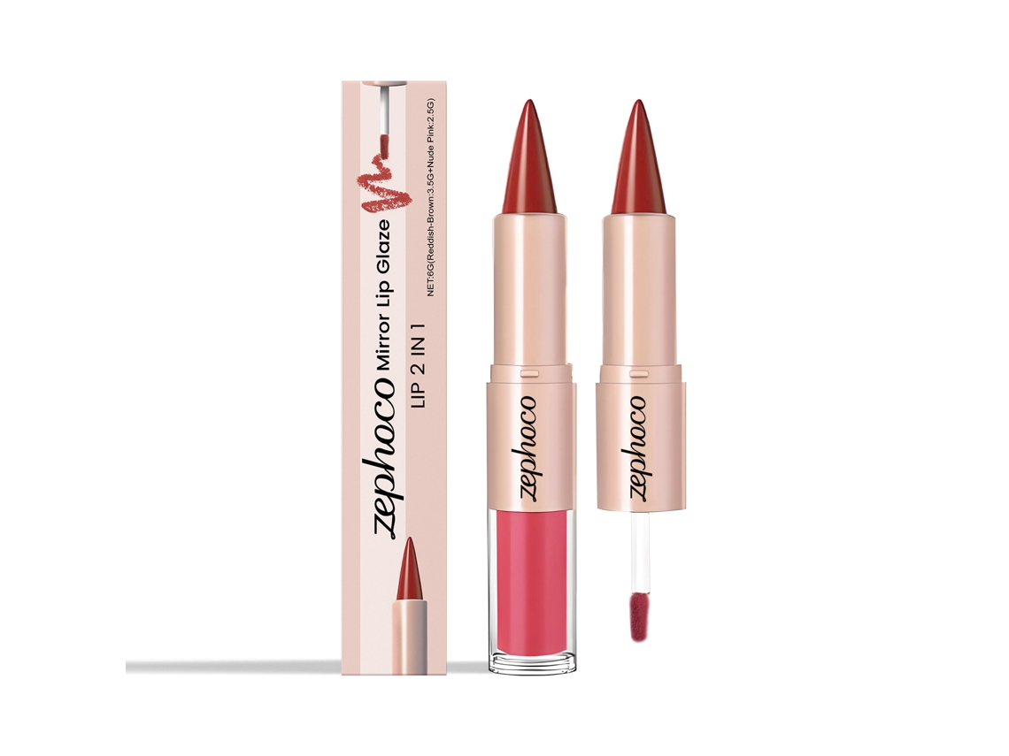 Batom Gloss 2 em 1 Vermelho Marrom Rosa Nudo