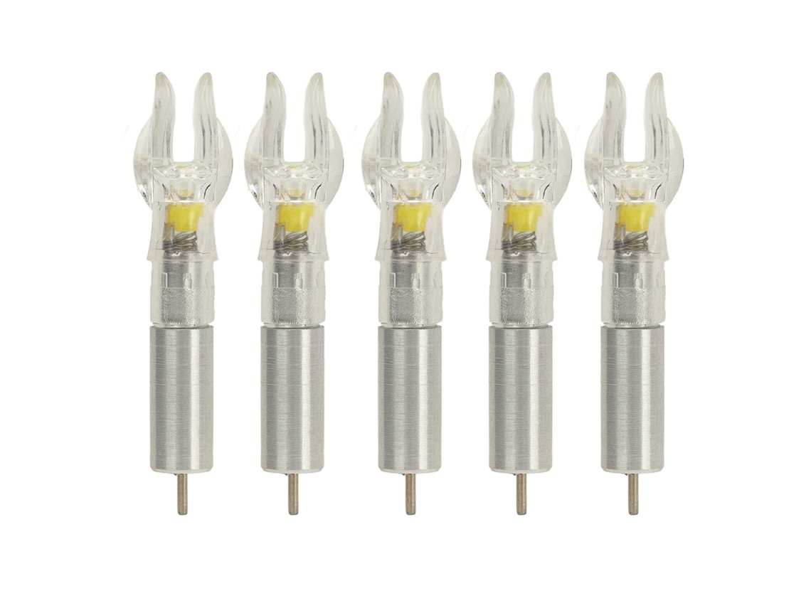 5pcs Ponteiras Luminosas Led De Plástico Fácil Instalação Para Flechas De 6.2mm Diâmetro Interno Com Bateria Amarelo