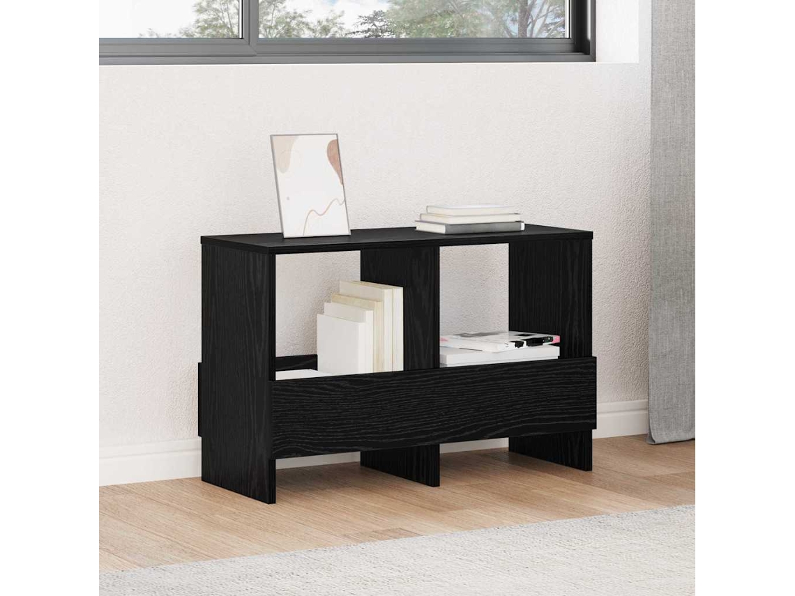 Vidaxl Estante De Revistas Carvalho Preto 68,5 X 30 X 45 Cm
