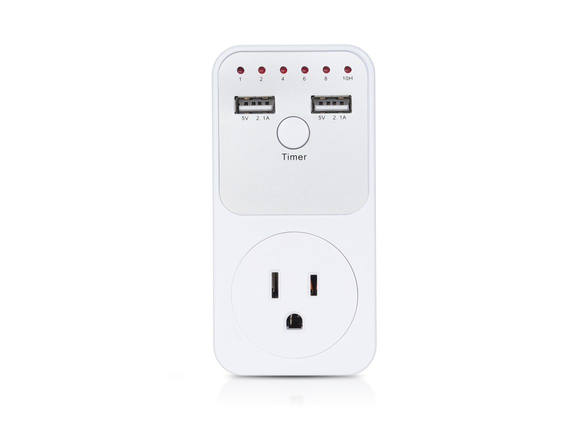 Tomada Temporizadora 1800W, USB 2.1A, Proteção contra Surto, EU YURU