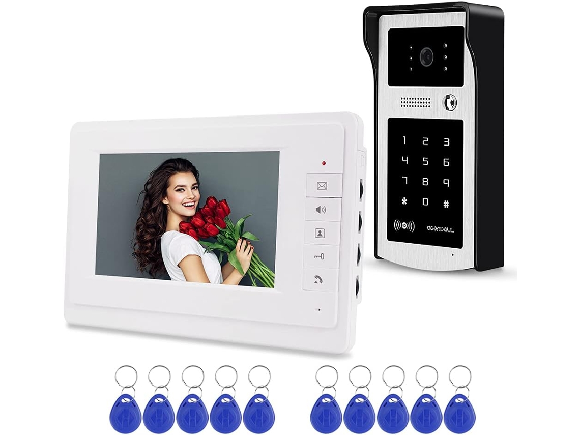 Videoporteiro A Cores Com Fios De 7 Polegadas, Leitor Rfid, Câmara De Campainha E Sistema De Intercomunicação Para Casa E Apartamentos