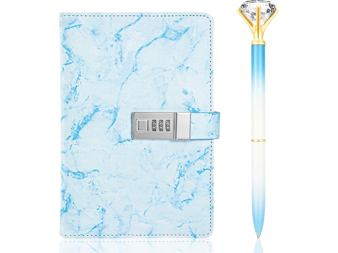 Journal Intime A5 Em Couro Sintético Com Senha De Passe E Caneta Diamante, 3 Chiffres Reinicializáveis