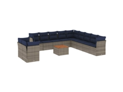 Conjunto de 12 sofás para jardim com almofadões Vime Pe Cinzento MAISON EXCLUSIVE (90x200 cm)