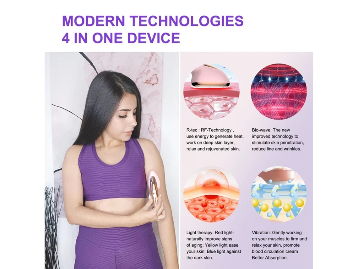 Máquina Elétrica De Alta Frequência Sem Fios Para Massajador Facial Profissional Para Rosto Rosa Bestvite
