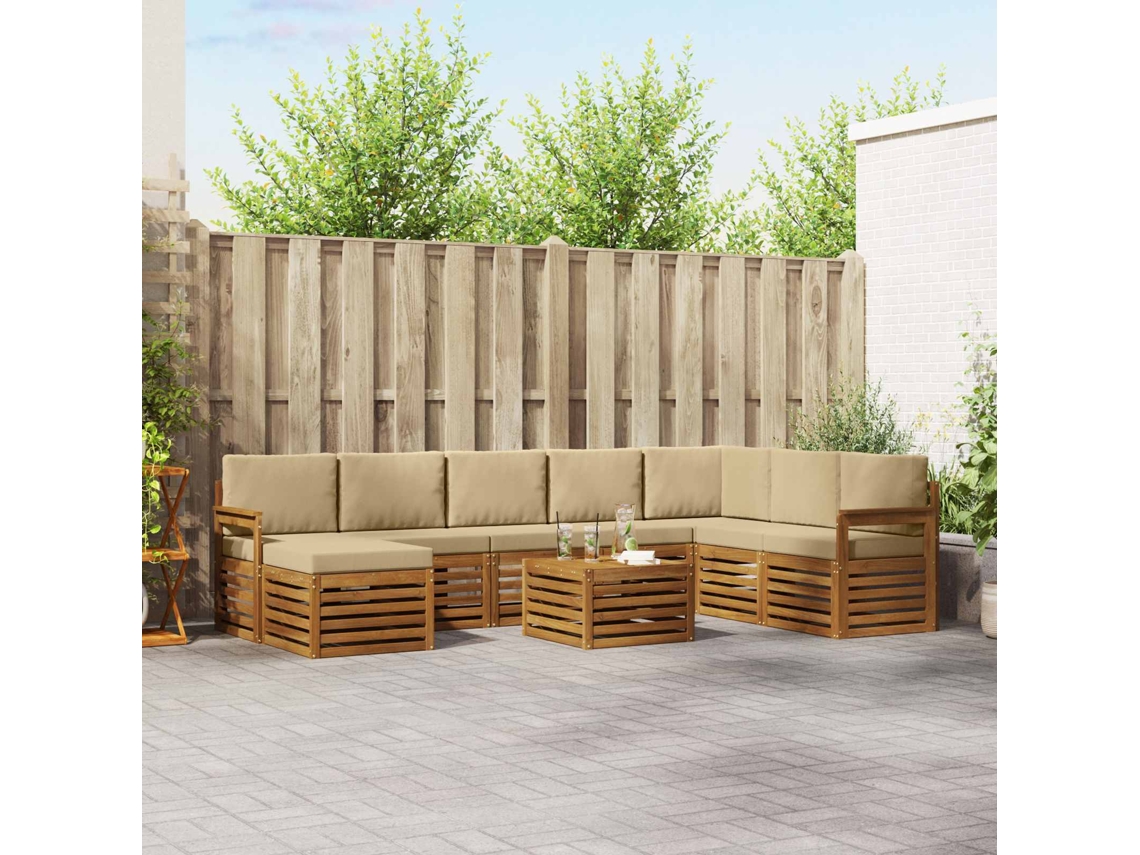 Vidaxl Conjunto De Sofás Para Exterior 9 Unid. Natural E Bege