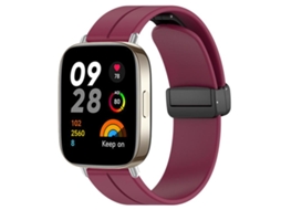 Bracelete para Redmi Watch 3 XIAOMOYU em Silicone Cabeça Chata com Fivela Preta Vinho Tinto
